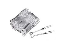 VNDEFUL 1Pack(100pcs) Disposable Plastic Fruit Forks Cocktail Sticks Party Supplies Plates Picks Cake Forks Dessert Forks