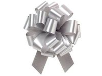Silver Flora Satin 8" Pull Bows (50 Pack)