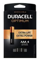 Duracell Optimum AAA Alkaline Batteries | Long Lasting 1.5V Triple A Battery | Resealable Package for Storage | 4 Count