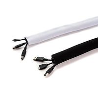 Cable Management Sleeve - Black/White Cord Protector by Office-Ace - Organize Your Office Wires