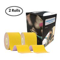 Kinesiology Theraeputic Tape Physio for Athletic Sports Recovery Pain Relieve Strong Adhesion Waterproof Original Cotton Uncut 2 Inch x 16.4 Feet (2 Yellow)
