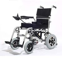 HTYX Black Aluminum Alloy Electric Wheelchair Elderly Disabled Portable Travel Chair Foldable Built-in seat Belt Anti-Leaning Rear Wheels