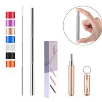 Vantic Telescopic Reusable Portable Stainless Steel Metal Drinking Straw with Travel Case & Cleaning Brush (2019), Rose Gold
