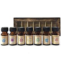 Chakra & Luck Therapeutic-Grade Aromatherapy Chakra Fragrance Oil - Set of 7 Chakras from Crown to Root - (7 x 10ml) Variety Gift Pack with Wood Box