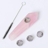HEZ5 Natural Pink Crystal Tobacco Pipes - Comes with 3 Filters and 1 Brush - Handmade - Portable Tobacco Pipes