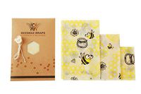 Beeswax Food Wrap Set of 3 Pack Reusable Eco-Friendly Sandwich & Food Wrap Alternative to Plastic Wraps Sustainable Organic Wrap -1 Small 1 Medium 1 Large in Bees and Honeycomb Print with String