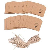 100 Pcs 2.17 * 1.57 Inch Kraft Paper Gift Tags Made with Love Gift Wrap Hang Tags with Natural Jute Twine for Party, Wedding, Gift Decoration