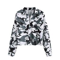 HNTDG Womens Casual 1/4 Zip V-Neck Camouflage Printed Long Sleeve Pullover T Shirts Tops Blouse