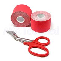 ASA Techmed Sport Red Kinesiology Tape with Free Matching Shear - 16.5 ft Uncut Roll - Best Pain Relief Adhesive for Muscles, Shin Splints, Knee & Shoulder - 24/7 Waterproof Therapeutic Aid