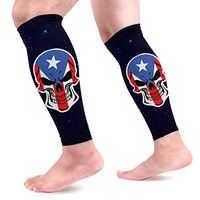 Puerto Rican Flag Skull Calf Compression Sleeves for Men & Women Leg Compression Socks for Running Walking & Athletic 1 Pair