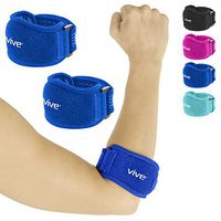 Vive Tennis Elbow Brace (Pair) - Rheumatoid Arthritis Strap for Bursitis, Golfers, Lateral & Medial Epicondylitis, Tendinitis - Padded Compression Arm Support Band - Adjustable Forearm Pain Relief