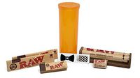 RAW King Size Slim Rolling Papers (2 Packs) with RAW 110mm Roller, RAW Tips, RAW Hemp Wick, Pop Top Storage Container and Hippie Butler Grinder Card