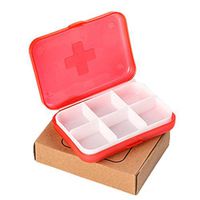 Vinjeely Mini 6 Slots Portable Medical Pill Box Drug Medicine Case Holder Travel Pill Organizer (Red)