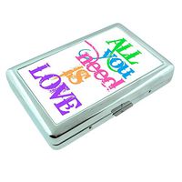Need Love Em1 Hip Silver Cigarette Case Id Holder Metal Wallet 4" X 2.75" RFID Protection