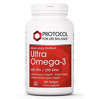 Protocol For Life Balance - Ultra Omega-3 (500 EPA / 250 DHA) - Supports Cardiovascular and Cognitive Function, Healthy Heart, Brain, Joints, Mood, & Skin and Hair - 180 Softgels