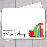 Teacher Note Cards - 12pk, Personalized Flat Note Cards, Teacher Gifts, Printed with Envelopes (NC-002)