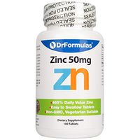 DrFormulas Zinc Supplement 50mg for Acne and Chelated Zinc Oxide Citrate, 100 Day Supply (Tablets Not Lozenges, Gluconate, or Picolinate)