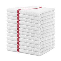 Arkwright Qwick Wick Terry Bar Mop Towel Pack of 12 White Kitchen Towels, Restaurant Cleaning Towels, Rags for Home, Kitchen, Bars (16 x 19 inch) (Red Stripe)