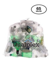 Dualplex 65 Gallon Clear Recycling Trash Bags 1.5 Mil Garbage Bag 50 Bags Per Case 50" 48"