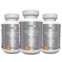 Vitamin D3 5000 IU- New Formula: Paleo Life Vitamin D3 5000iu Premium High Potency with Coconut Oil - 60 Capsules. (3)