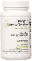 Omega-3 'Easy to Swallow' Ultra-pure Fish Oil Supplement Natural Lemon Flavor 100 Softgels