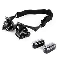 NYDZ Head-Mounted Magnifier 10X 15X 20X 25X Double Eye Glasses Loupe Wearing Magnifying Glasses with LED Light for Watch Repair Jeweler