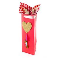 Hallmark Signature Bottle Gift Bag with Tissue Paper (Glitter Heart)