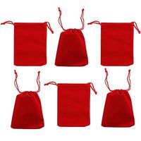 rainbowroseus 50PCS Velvet Cloth Jewelry Pouches Drawstring Bags Christmas Candy Gift Bag Pouch Wedding Favors (Red, 2" X 3")
