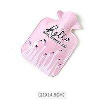 SUHAPPY Water Injection Explosion-Proof Warm Heater Bag Cartoon Printed Mini Hot Water Bottles for Hand Feet Belly Warmer Relieving Dysmenorrhea Flamingo Pink Medium