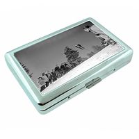 Vintage Retro Skiing Ski's Skier S44 Silver Cigarette Case Metal Wallet Id Holder 4" X 2.75" RFID Protection