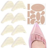 4 Pairs Shoe Fillers Toe Inserts for Shoes Too Big Shoes for Women Men Unisex Pumps Flats Sneakers Shoe Filler and Moleskin Tape Flannel Adhesive Pads - Comfortable & Adjustable (Beige)