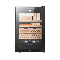 FJNS Electric Cigar Humidor Humidification/Dehumidification Independent Dual Control Refrigeration Hold up to 400 Cigars,Spanish Cedar Shelves (Black),Nude2+2