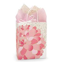 NW Gilded Blooms Paper Shopping Bags - Cub Size - 8 1/4 x 4 3/4 x 10 1/2in. - 25 Pack