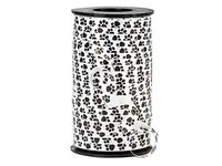 Paw Prints On White Curling Ribbon 7/16"x250 yds 100% Polypropylene (8 Rolls) - Wraps-CRPAWB