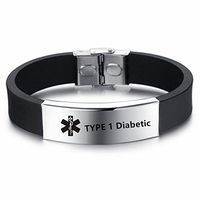 LiFashion LF Mens Stainless Steel Silicone Medical Alert Wristband Sos Type 1 Diabetic Customized Medical ID Bracelet Awareness Emergency for Husband Son Boyfriend Grandpa Dad