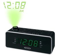 Jensen Compact AM/FM Time Projection Dual Alarm Clock Radio with Large Easy to Read Backlit LED Display
