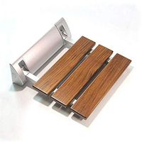 Folding Shower Seat Bathroom Bath Safety Stool Chair Bench, Wall Mounted,Load of 350 Lbs, Teak Wood/Stainless Steel