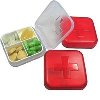Vinjeely Four Grid Day Pill Box Square Portable Mini Kit Travel Cute Drug Medicine Case (Blue)