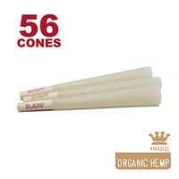 RAW 56 Organic King Size Hemp Cones - W Gallery Box - 109mm Pre Rolled Cones, 26mm Filter Tips, Pure Natural Unbleached Unrefined Rolling Papers, Bulk Pack Bundle, Compare Elements 110mm KS
