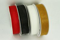 CHRISTMAS Set of 4 Rolls Organza Plain 5/8" Ribbon 25 yds each (100 Yds Total) Choose Color Combination (Red, Gold, Black, White)