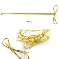 POSHNPRETTY 100 PCS Stretchy Elastic Metallic Braided Cord Loops Bows - Silver or Gold (Gold, Cord Length: 22" Loop Length: 14")
