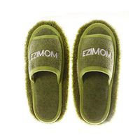 Fitlyiee Microfiber Floor Cleaning Mop Slippers Shoes Removable House Dusting Slippers for Men and Women (Men 8-9.5, Green)