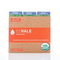 Behale 100% USDA Certified Organic Pure, Undiluted Essential Oil Trio - Winter Warmer Aromatherapy Set - Black Pepper, Ginger, and Peppermint Oil (3 x 10ml)