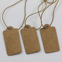 super1798 100Pcs Jewelry Price Label Tags Blank Kraft Paper Cards Note with Hemp Rope