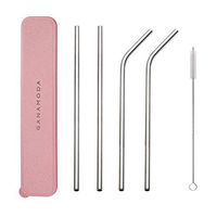 GANAMODA Set of 4 Stainless Steel Ultra Long 10.5 Inch,8mm Diameter,Drinking Straws for 30oz/20oz Tumblers Yeti Ramblers Cold Beverage,Cleaning Brushes Included(2 Straight|2 Bent|1 Brushes) Red