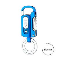 Electric Lighter USB Rechargeable Flameless Windproof USB Charging Cable Creative Design Key Chain Multifunction (Blue Ice)