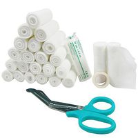 Conforming Bandage,4” x 5 Yards Stretched，24-Pack Gauze Bandage Rolls with Bonus Tape + Scissors, First Aid Supplies,Non-Sterile