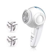 QCLTY USB Rechargeable Lint Balls Remover, High Power Clothes Sweater Electric Fabric Shaver with 2 Replaceable Stainless Steel Blades, Effectively Remove Fuzz, Lint, Pills, Bobbles