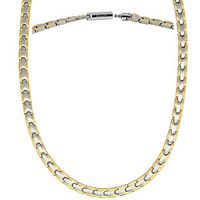 MagnetRX® Titanium Magnetic Therapy Necklace - Natural Pain Relief for Neck Arthritis, Back, Shoulder Pain, Headache and Migraine Relief Magnetic Necklace (Silver & Gold, 21.5 Inches)