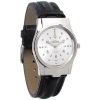 Reizen Mens Braille Watch -Chrome, Leather Band